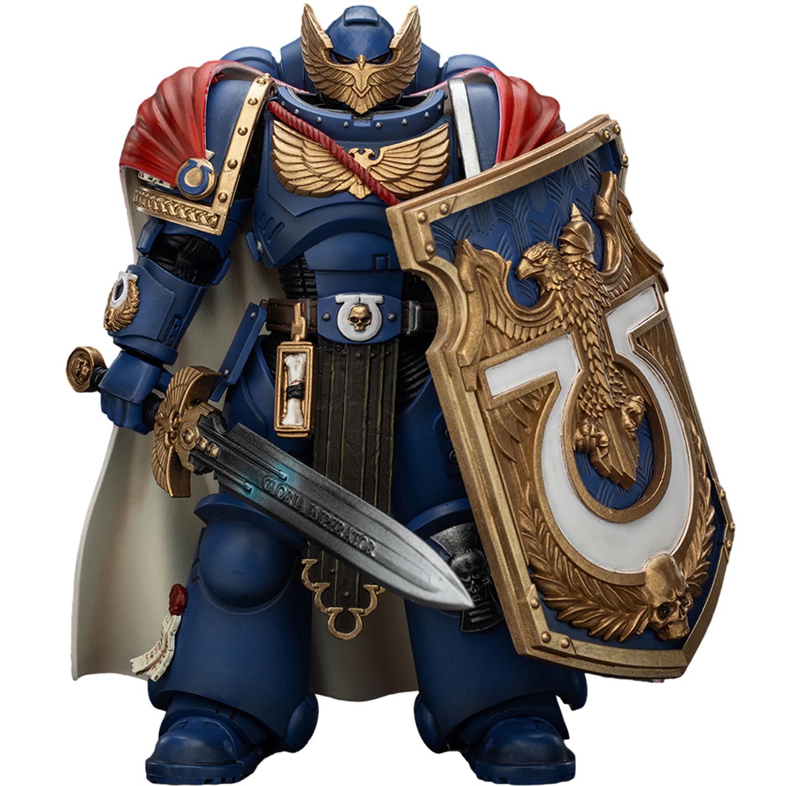 JOYTOY Ultramarines Victrix Honour Guard storm shield for dynamic display poses.