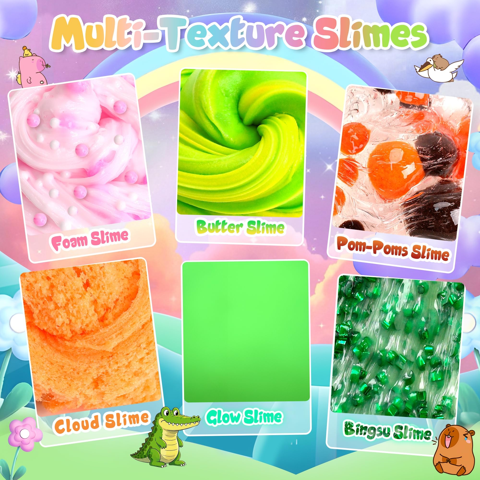 Joytry Capybara Slime Kit glow slime with neon shine
