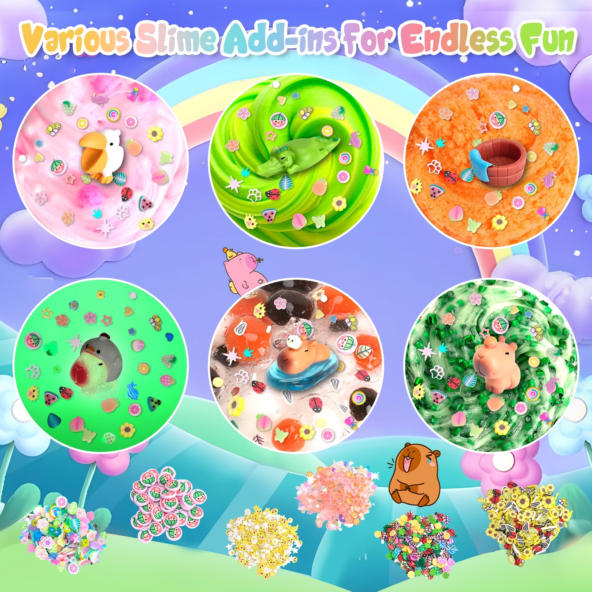 Joytry Capybara Slime Kit pom-poms slime with fuzzy texture