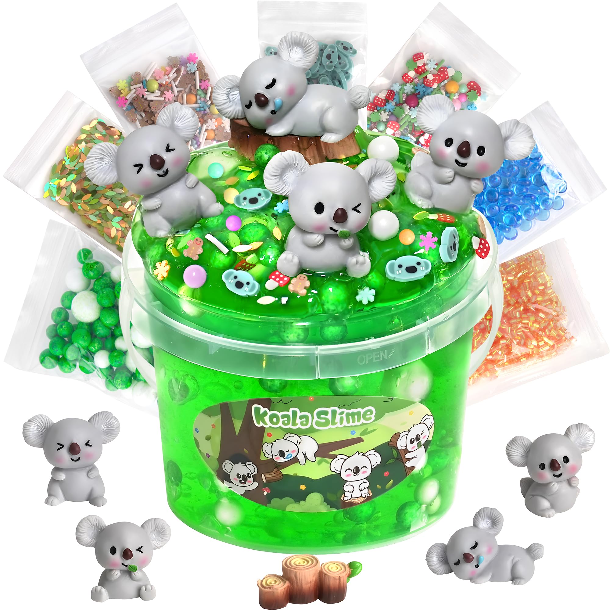 Joytry Koala Slime Kit 10oz green clear slime bucket for sensory play