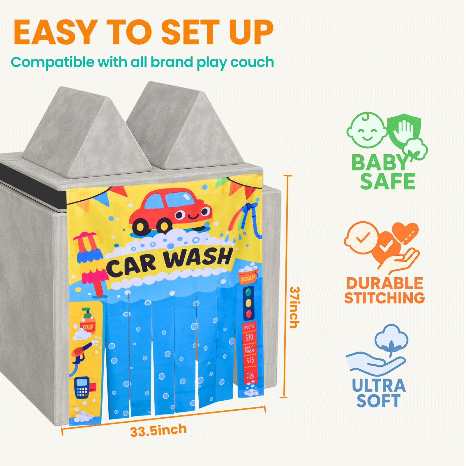 JoyTykes Play Panels car wash scene boosts imaginative play