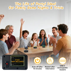 Joyublly buzzers demonstrate four modes for varied quiz formats and pacing.