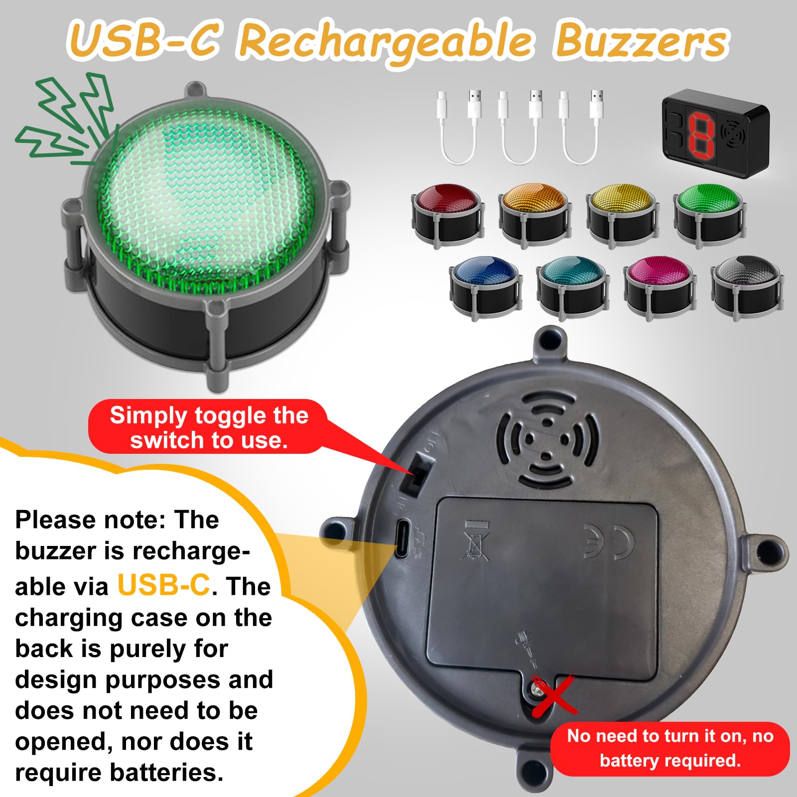 Joyublly buzzers recharge quickly for continuous learning and fun.