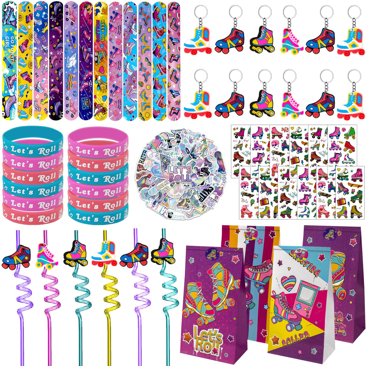 Joyvorite roller skate straws for colorful party drinks and fun visuals