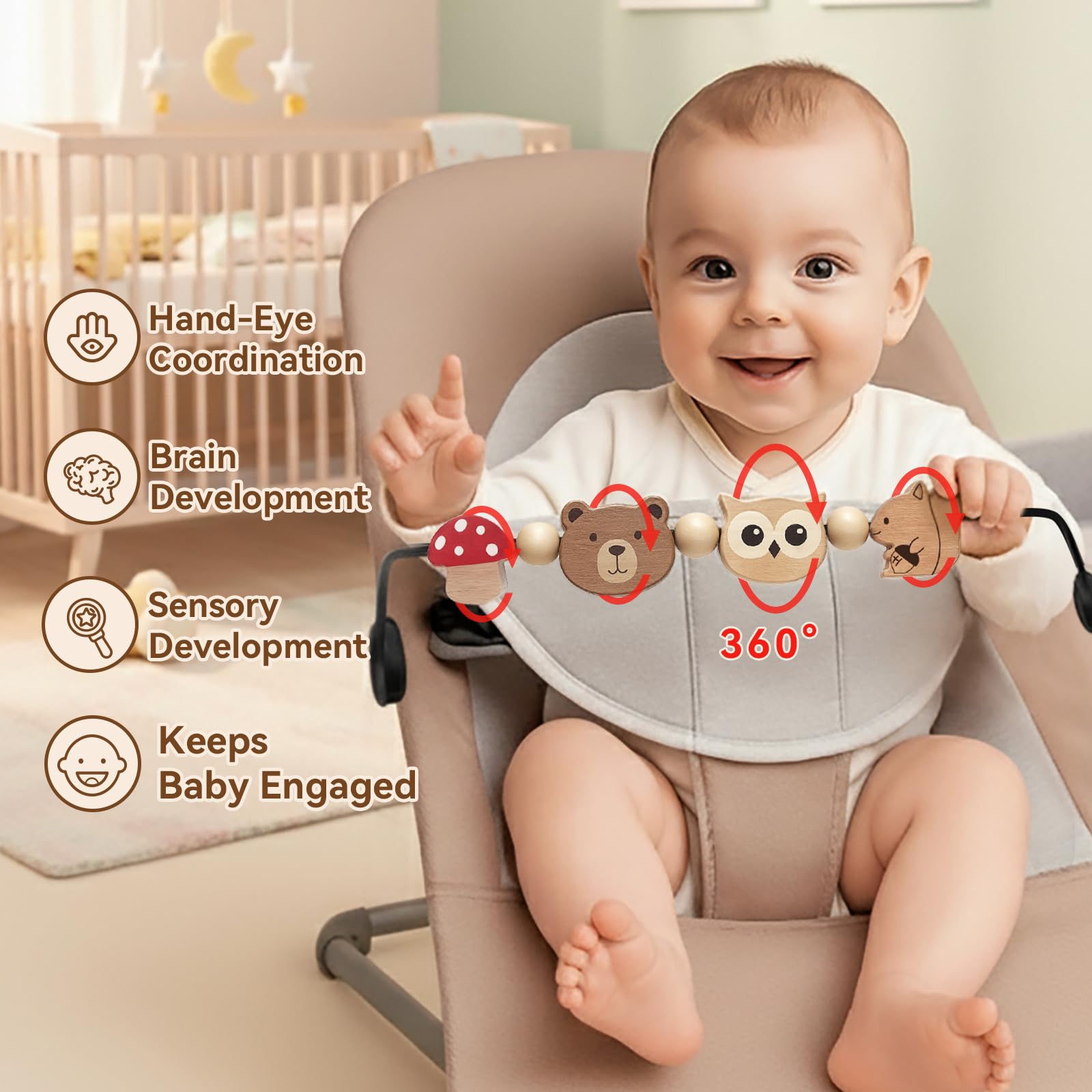 Joyxzacp toy bar rotatable swivel for engaging playtime