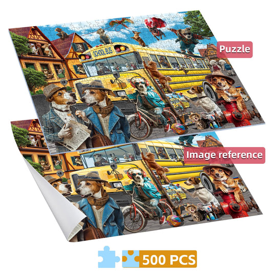 JOYZEXY 500-piece puzzle close-up with vibrant colors for focus