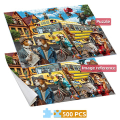JOYZEXY 500-piece puzzle close-up with vibrant colors for focus