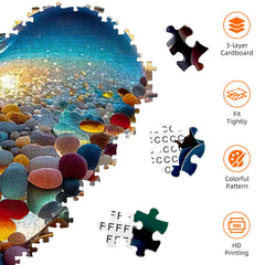 Jozutoyz Love Pebbles Beach puzzle includes missing-piece support for peace of mind.