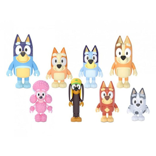 JP Bluey family figures close-up ready for creative pretend adventures.