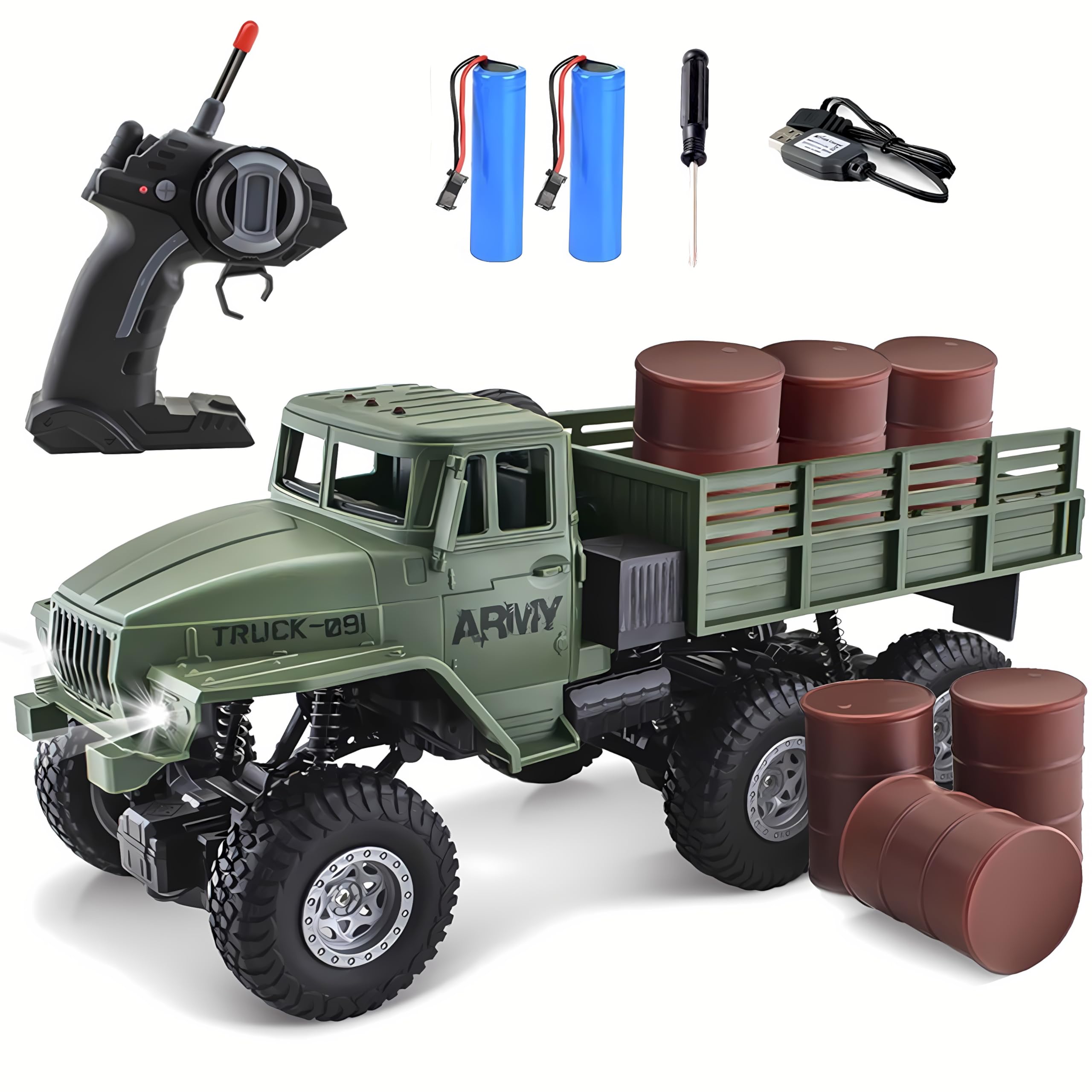 JPJCOOY RC Military Truck 6x6 with rugged tires for off-road use
