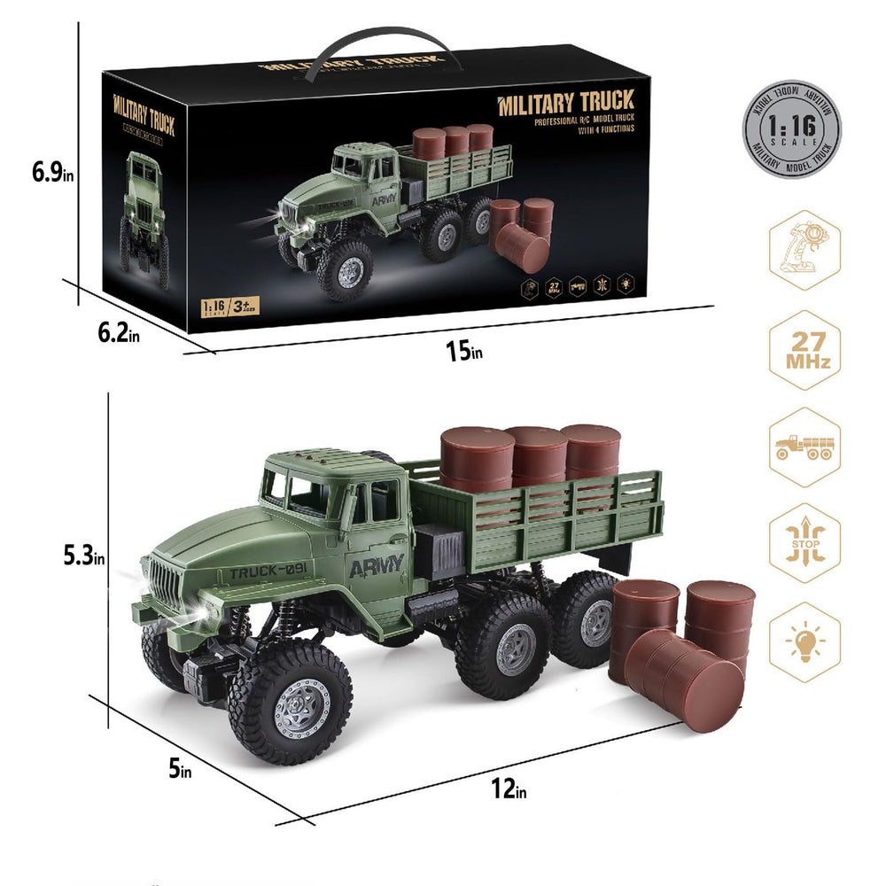 JPJCOOY RC truck dimensions 12.2 x 5.5 x 5 inches for shelf and play