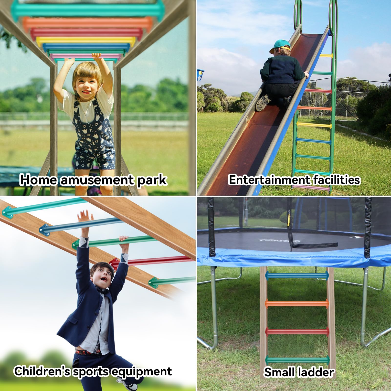 JPOIP colorful backyard setup invites imaginative play with multi-hued monkey bars