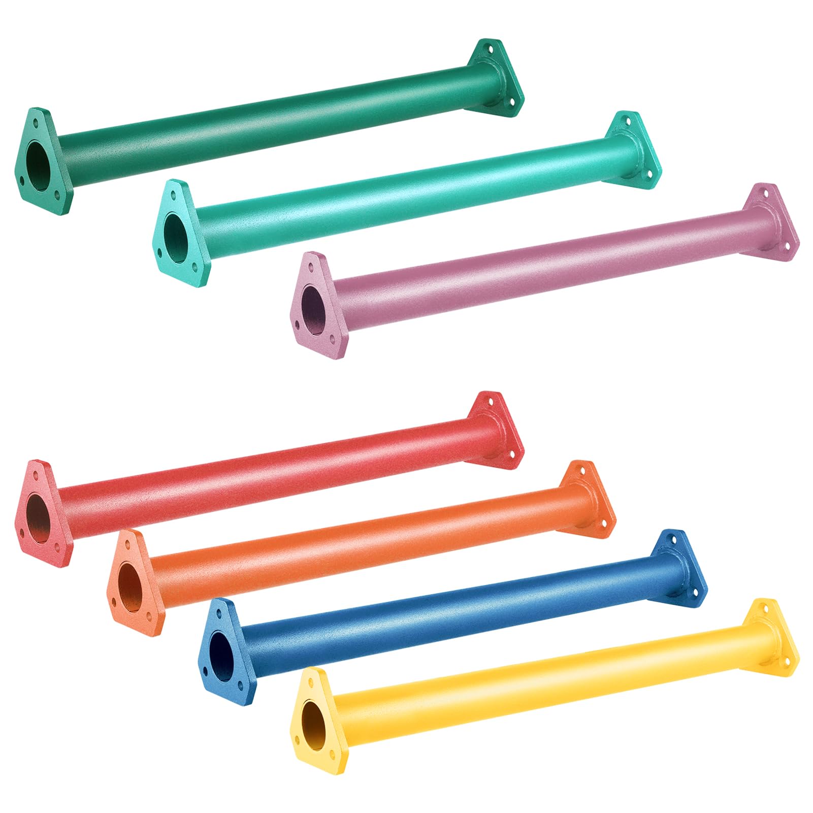 JPOIP seven-color monkey bars kit in vibrant set for backyard playground and indoor climbing