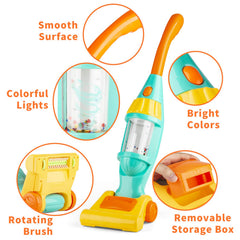 JPSR toy vacuum features whirling stars for visual appeal during playtime.