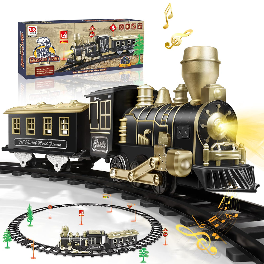 JQ JUQU locomotive with LED headlights sparks imaginative railway play.