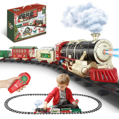 JQ JUQU remote control train locomotive with steam effect enhances imaginative play.
