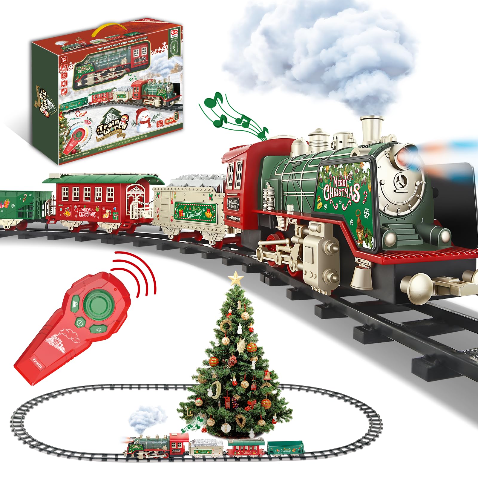 JQ JUQU remote-control train with steam chimney for immersive play and journeys