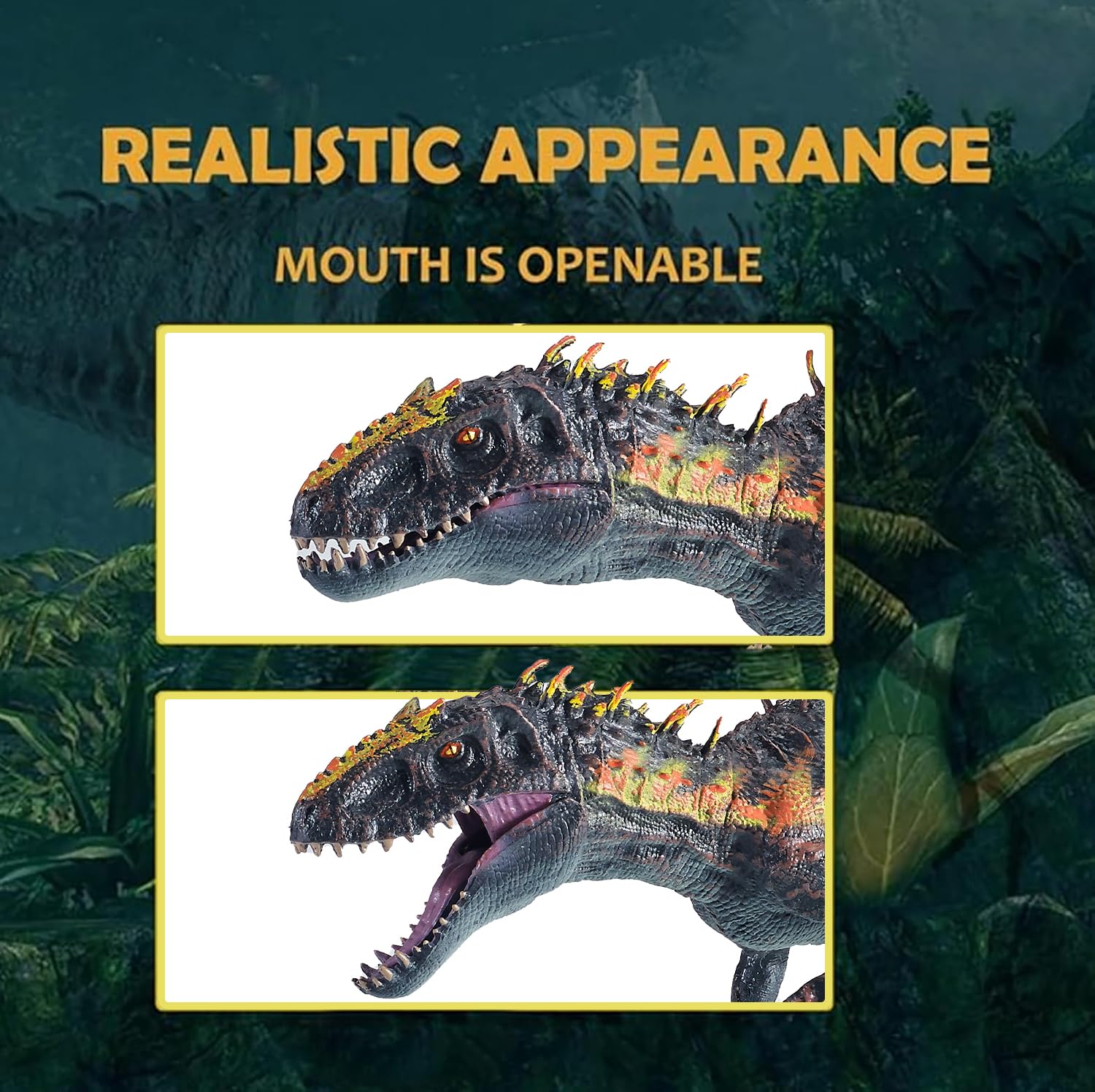 JR PARK T-Rex teeth detail supports dramatic dinosaur tales.