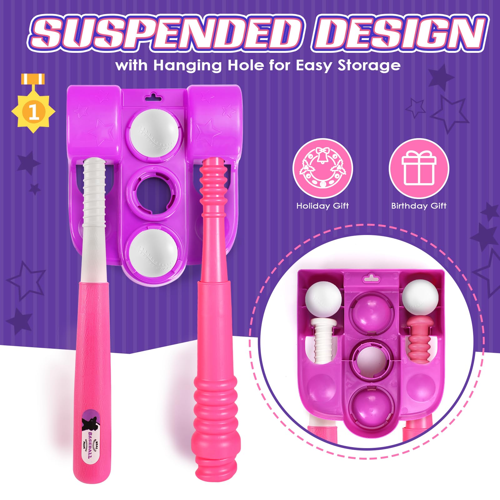 JRVT Erixazs pink extendable bat saves space after use