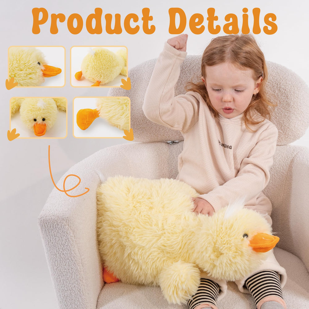 Jrystar 24-inch yellow duck plush bedtime companion for kids.