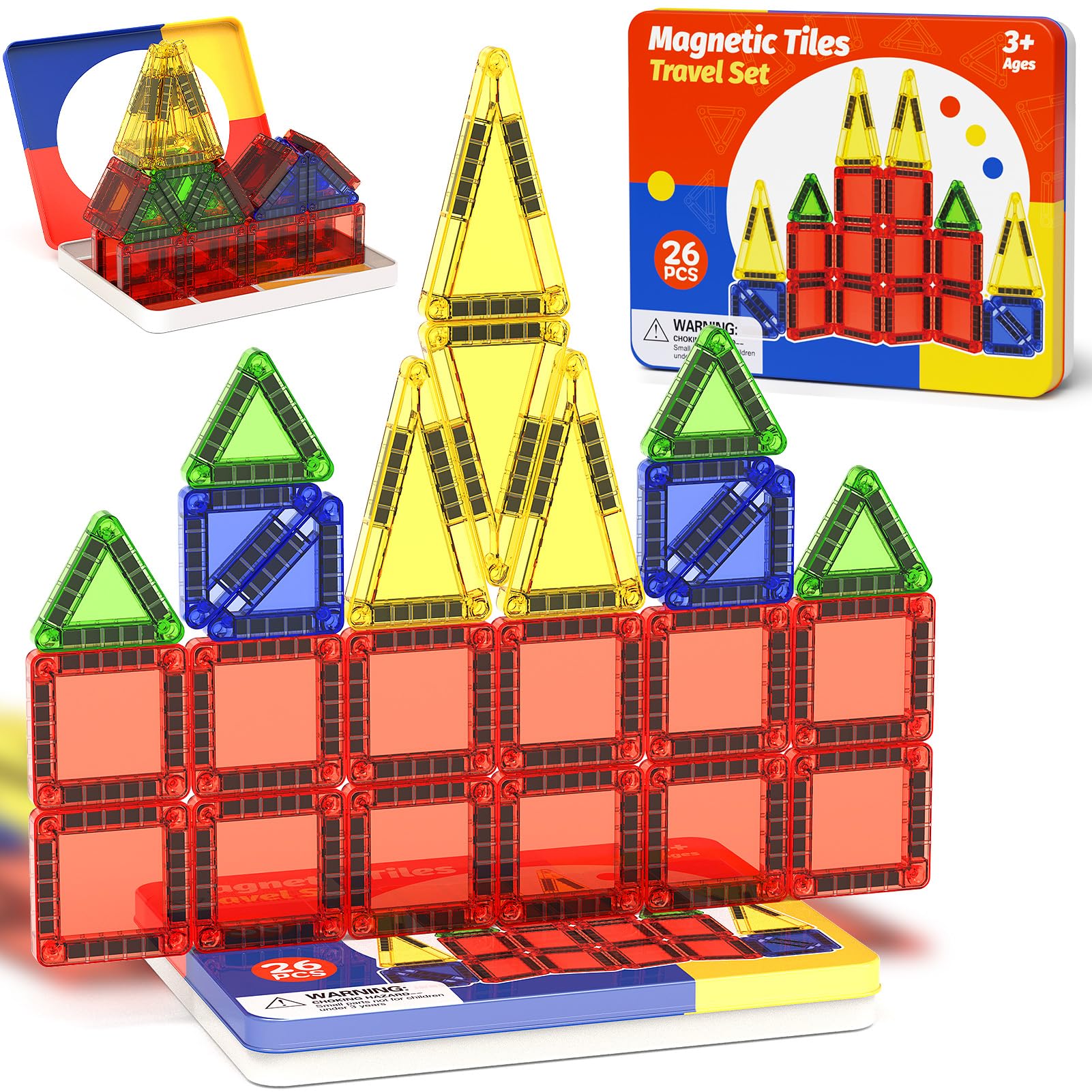 JSDKFJSA magnetic tiles inspire early geometry and engineering play.