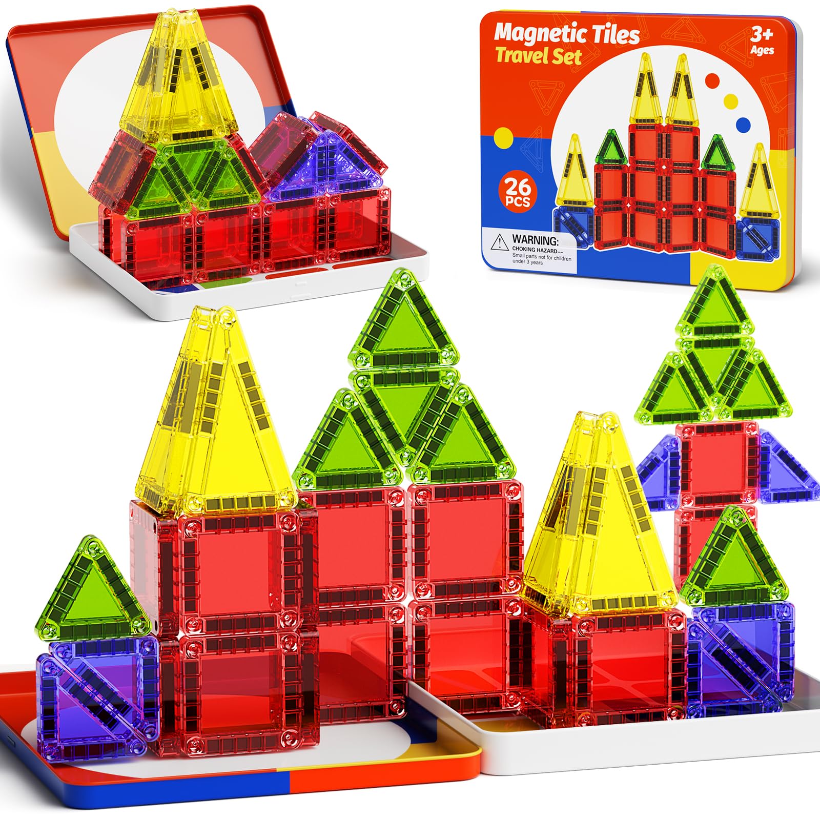 JSDKFJSA magnetic tiles travel set for on-the-go building and imaginative play.