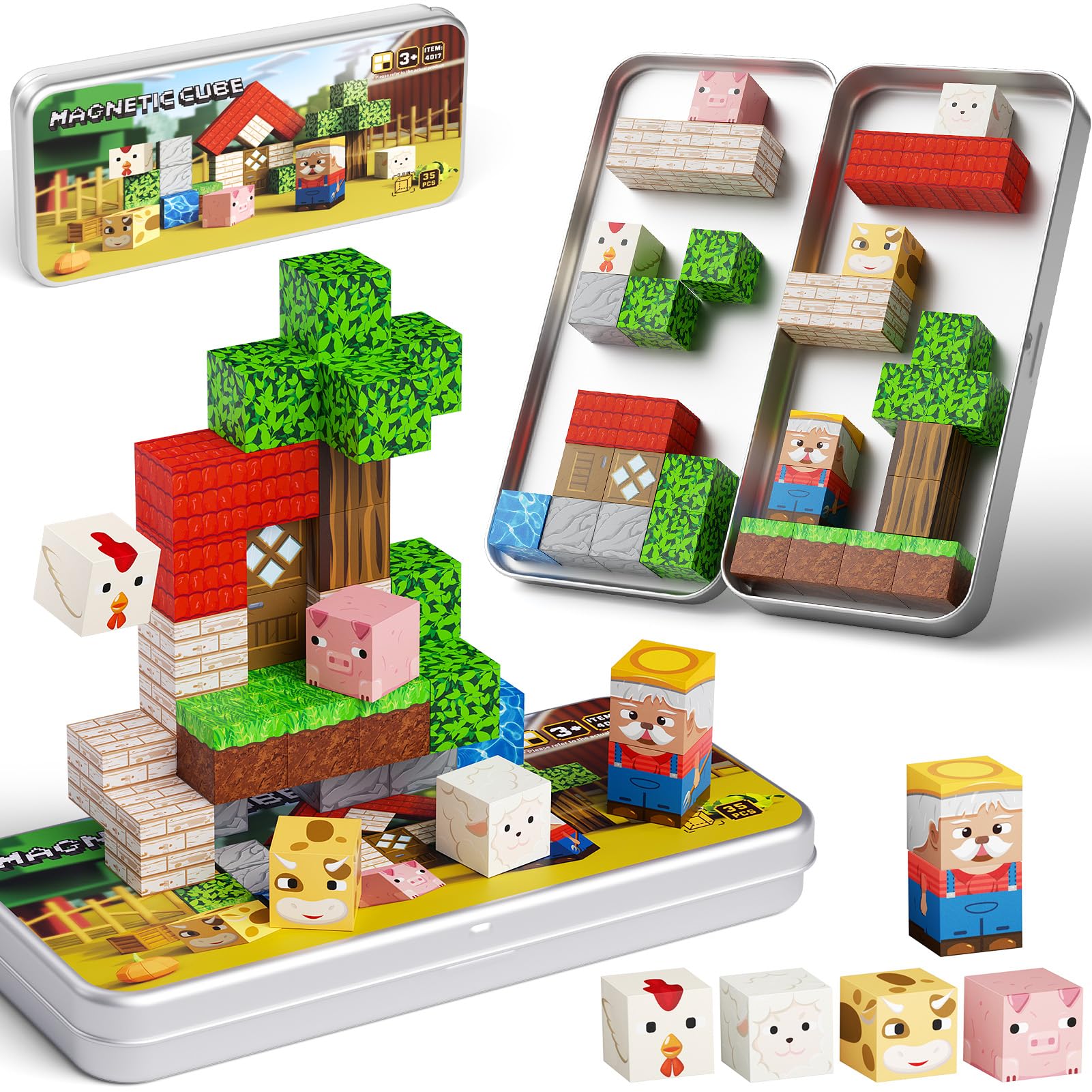 JSDKFJSA mini magnetic blocks farm animals for portable travel learning
