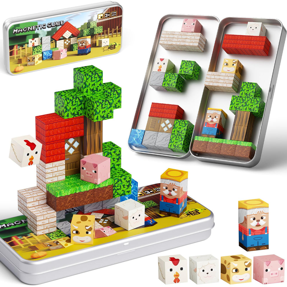 JSDKFJSA mini magnetic blocks farm animals for portable travel learning