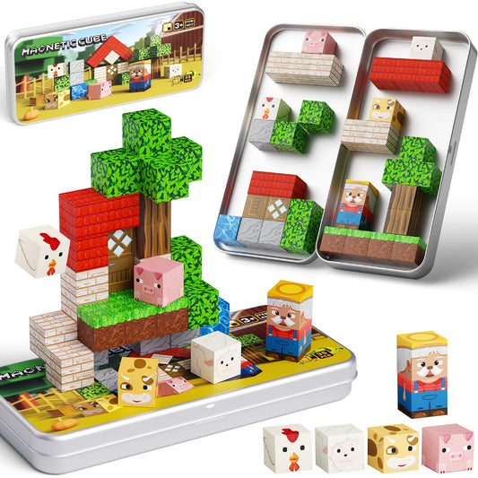 JSDKFJSA mini magnetic blocks farm animals for portable travel learning