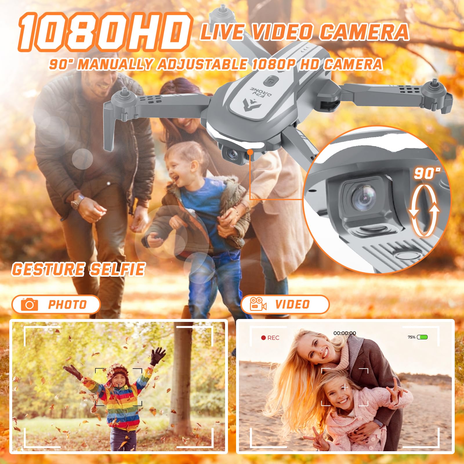 JSDOOGOO drone with foldable arms for compact portability during outdoor adventures