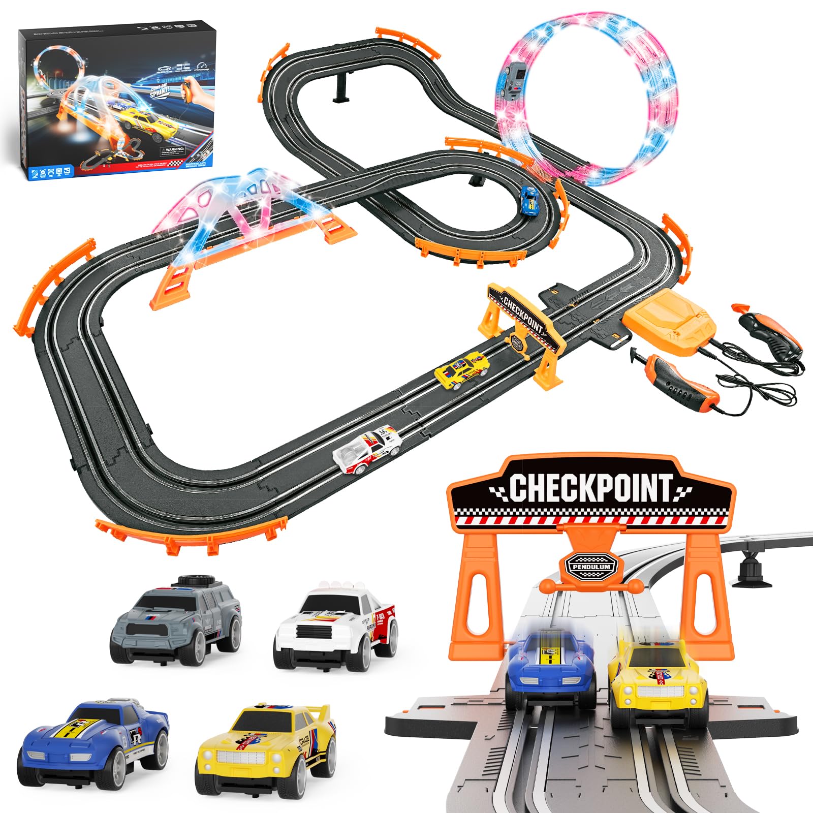 JSDOOGOO two-in-one track overview for thrilling night races