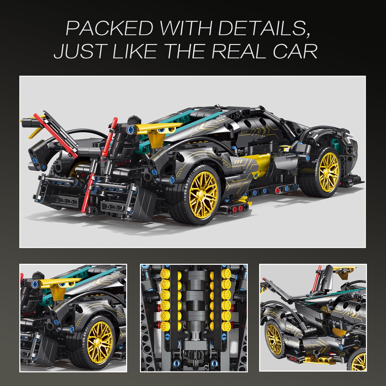 JSINMA Lambo V12 spoiler close-up emphasizes aerodynamic realism for collectors.