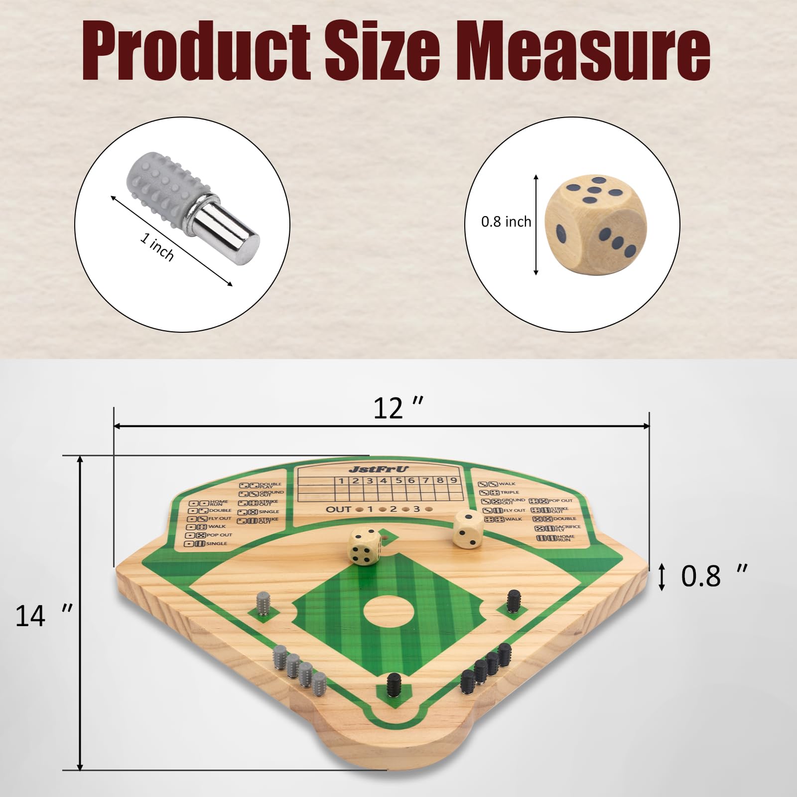 JstFrU Baseball Board Game storage bag keeps pieces organized during travel.