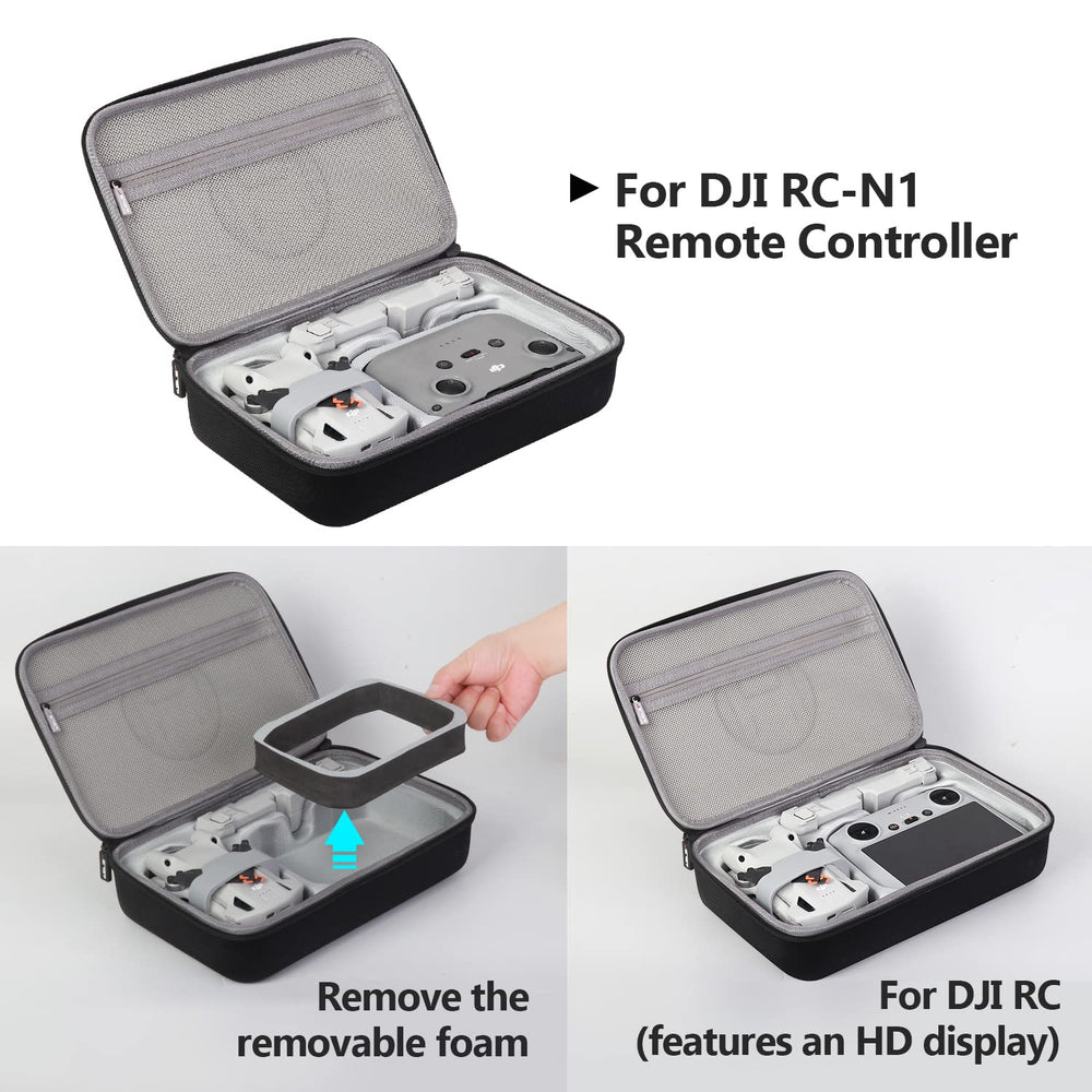 Inside the case shows high-density foam interior cradling drone and accessories
