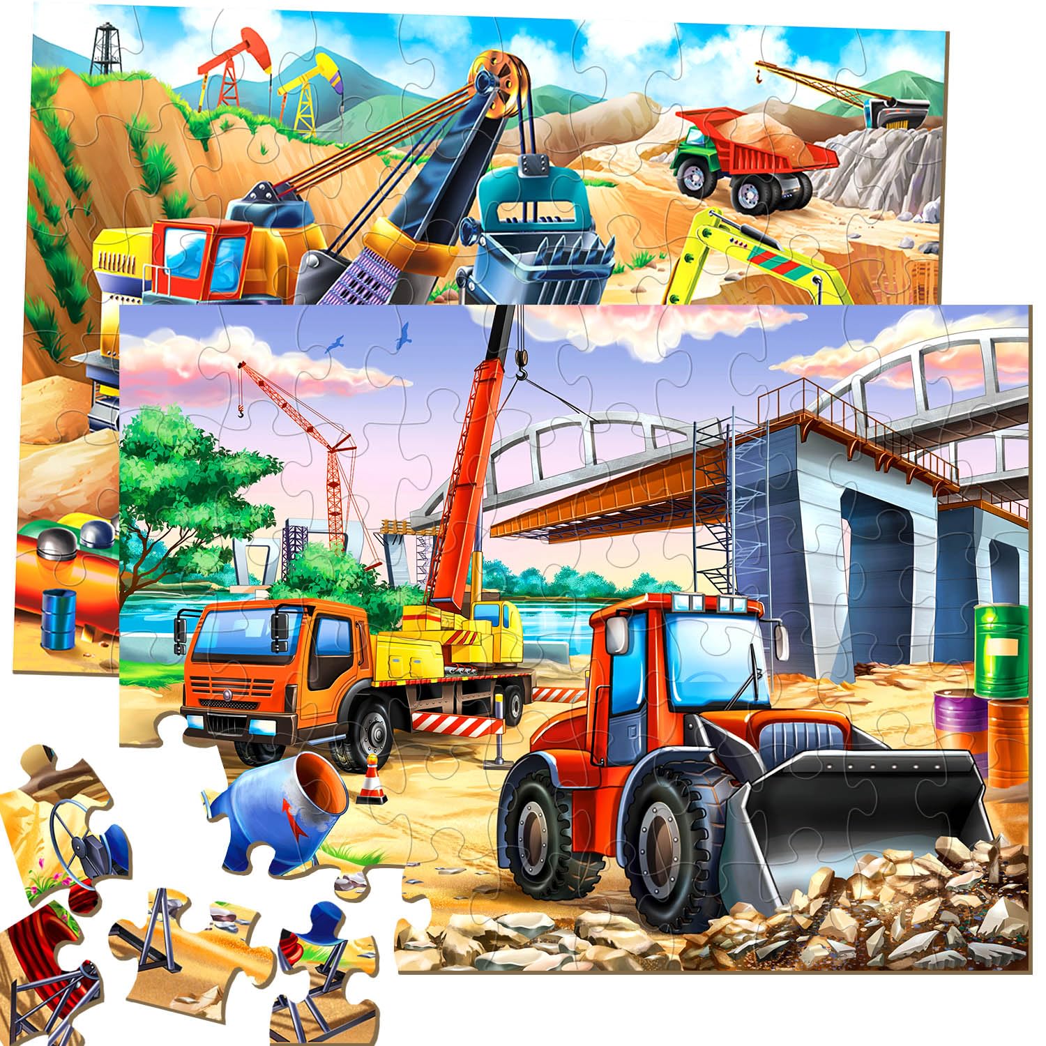 JTKDBJZ puzzle bulldozer 60pc boosts fine motor skills with bright construction imagery.