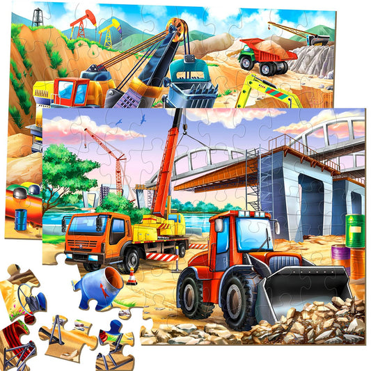 JTKDBJZ puzzle bulldozer 60pc boosts fine motor skills with bright construction imagery.