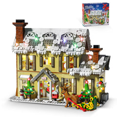 JUALDN gingerbread house exterior with snow-covered roof and festive windows for holiday display