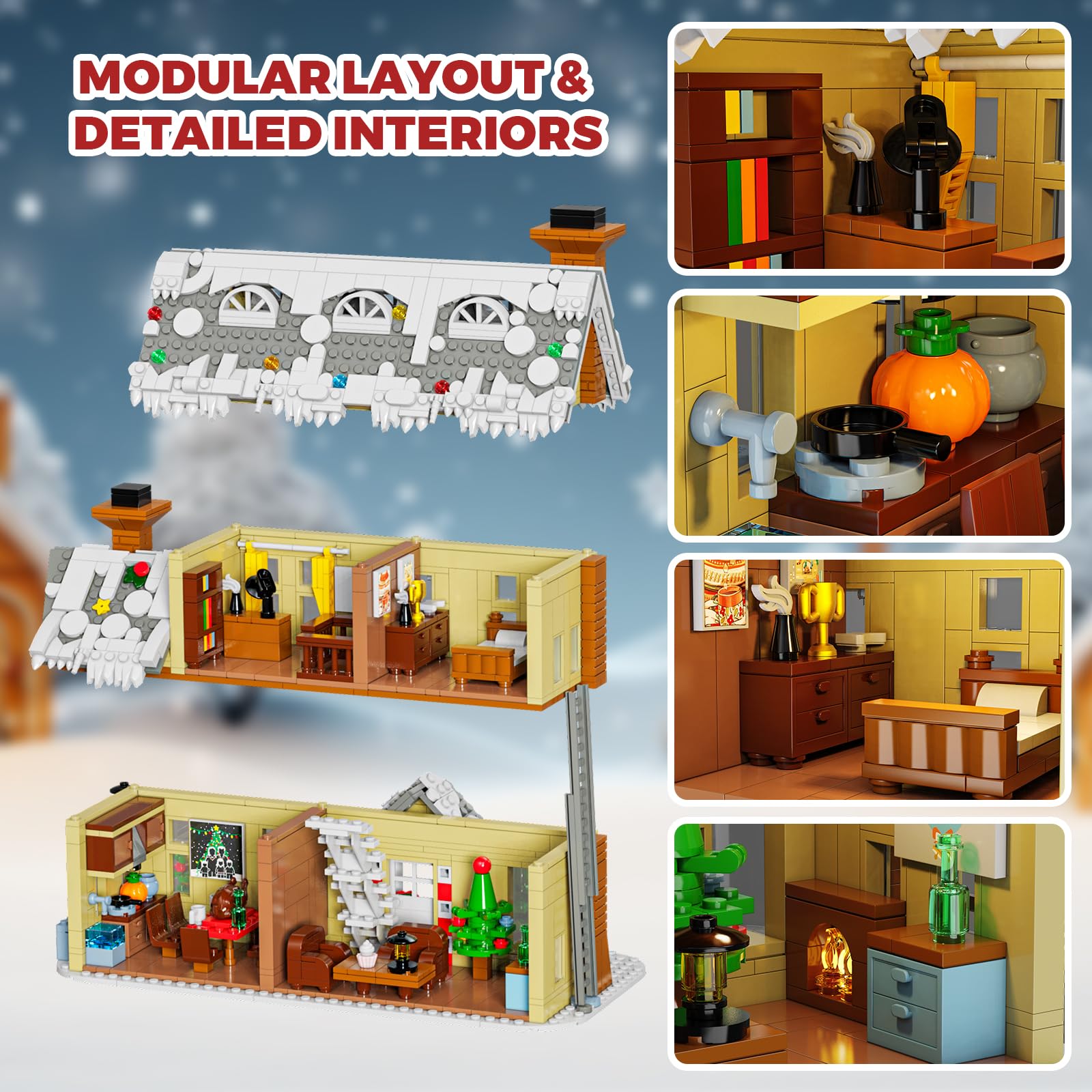 JUALDN gingerbread house interactive ladder and mailbox for playful details