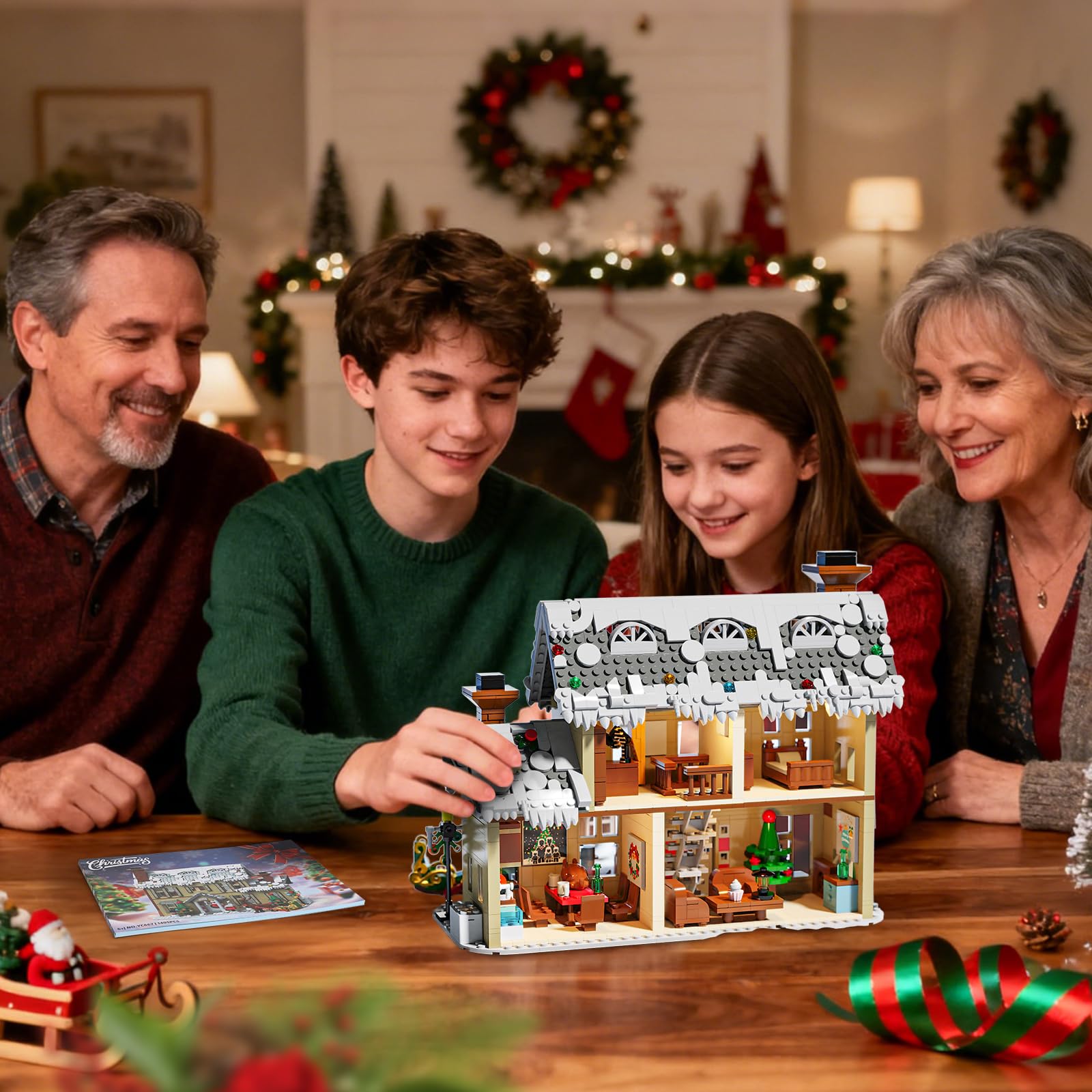 JUALDN gingerbread house LED lights to illuminate day and night displays
