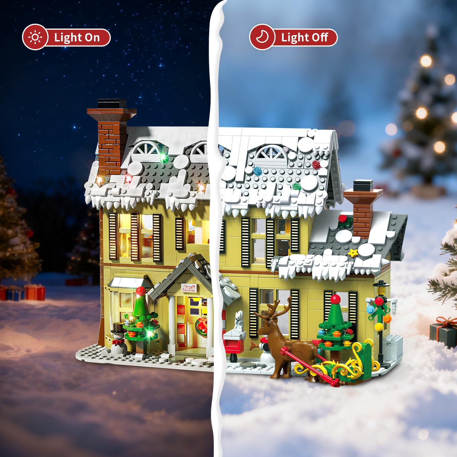 JUALDN gingerbread house sleigh and holiday figures for decorative storytelling