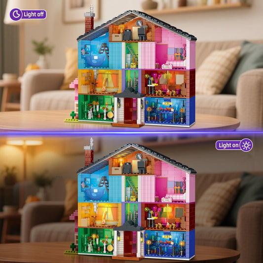 JUALDN blocks in a bedroom layout with colorful decor for creative play.