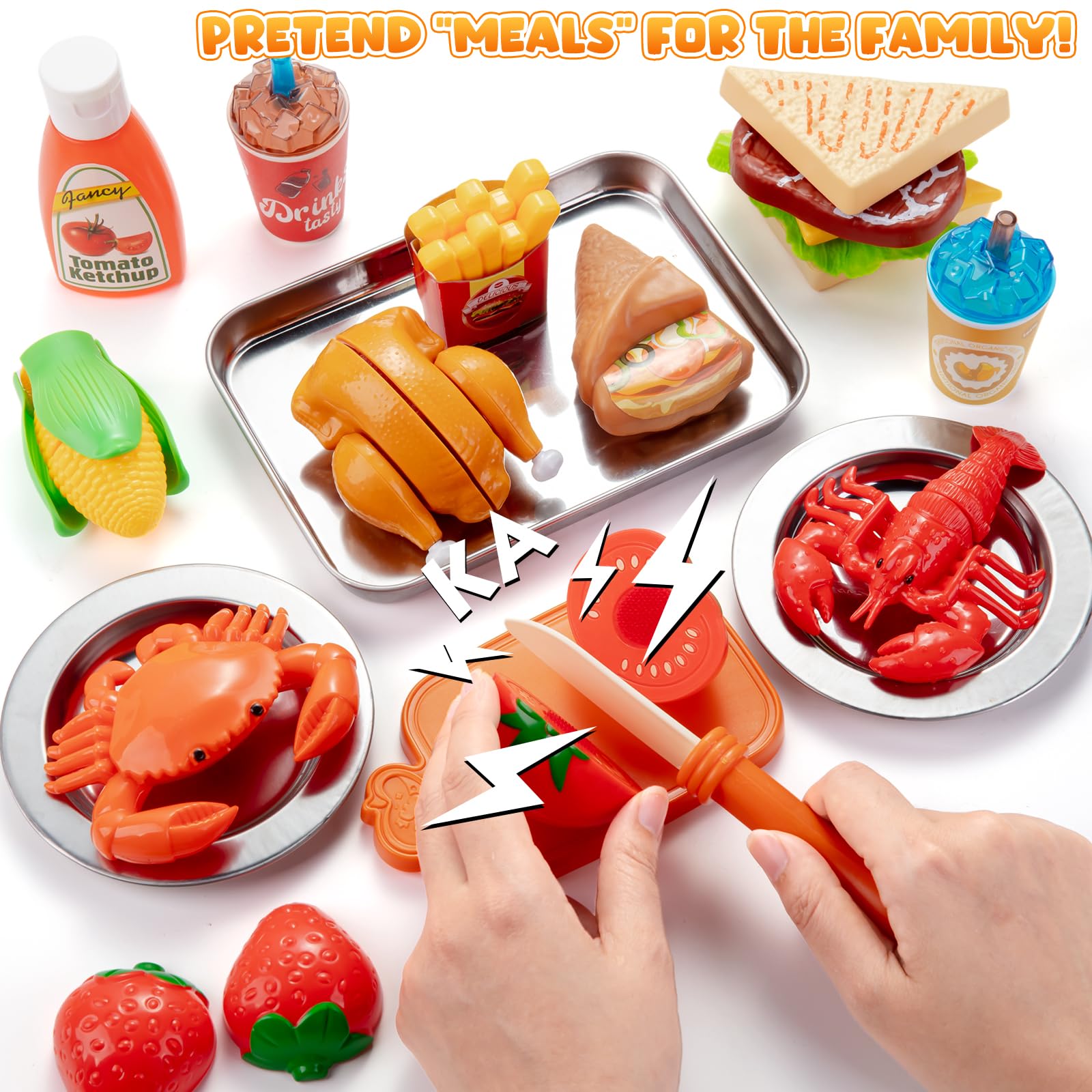 Juboury vegetables and fruits set promotes imaginative meals and sensory exploration.