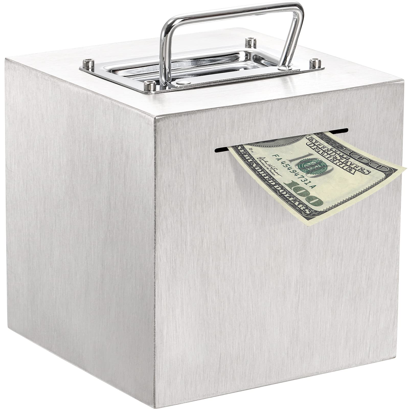 Jucoan piggy bank, 6-inch cube on desk for easy savings.
