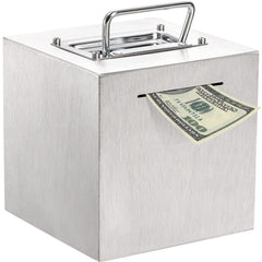 Jucoan piggy bank, 6-inch cube on desk for easy savings.