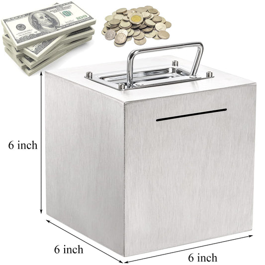 Jucoan stainless steel piggy bank desk decor with a sleek look.