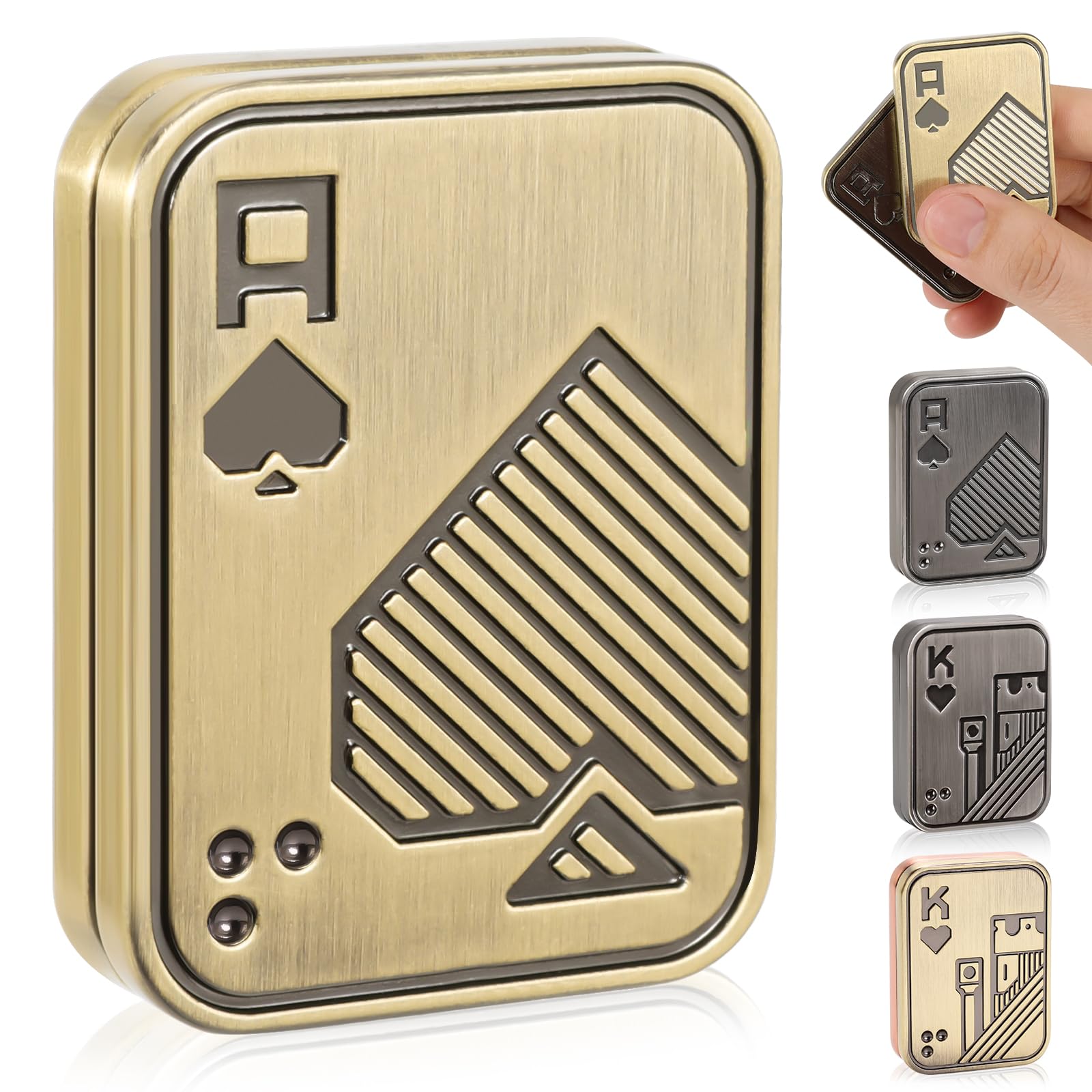 JUDIXY Ace Poker Slider front view in gold with engravings for detail