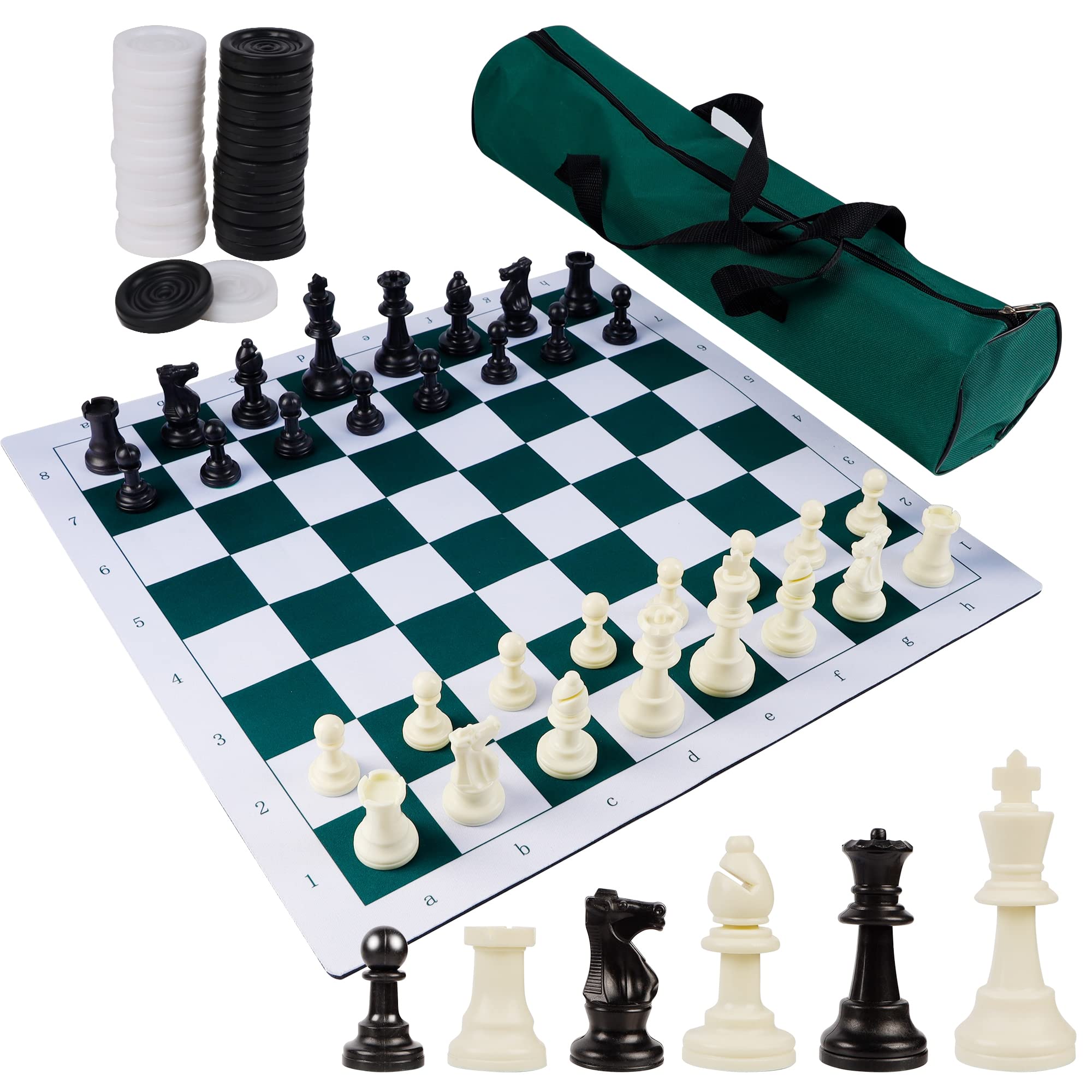 Juegoal 20-inch portable chess and checkers board for travel play.