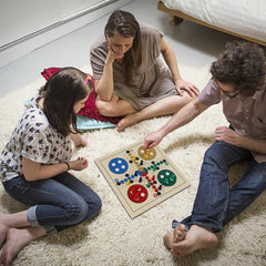 Juegoal 7-in-1 wooden board game set includes durable pieces and dice