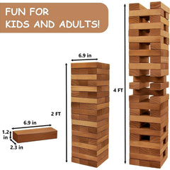 Juegoal giant tumble tower gameboard shows setup for group play