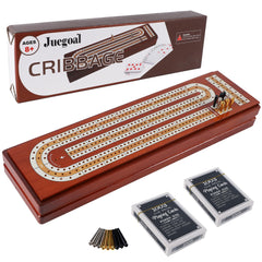Juegoal upgrade wooden cribbage board with three tracks for family play.